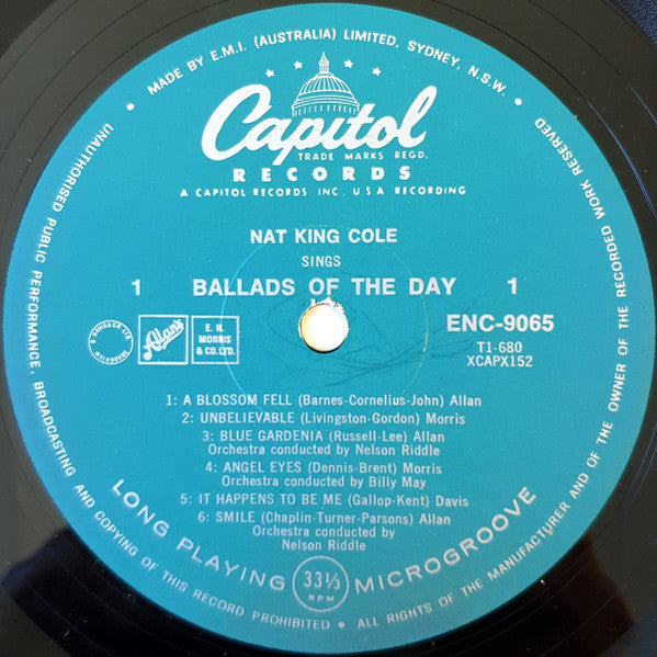 Nat King Cole : Ballads Of The Day (LP, Album, Mono, RE)