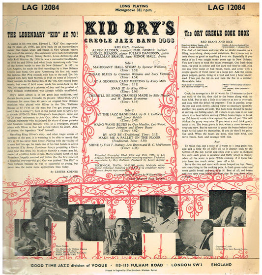 Kid Ory And His Creole Jazz Band : The Legendary 'Kid' (LP)
