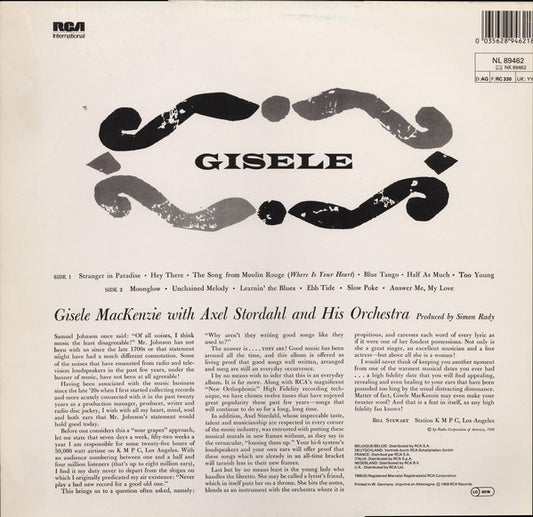 Gisele MacKenzie With Axel Stordahl And His Orchestra* : Gisele (LP, Album, RM)