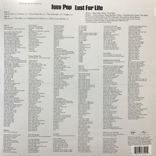 Iggy Pop : Lust For Life (LP, Album, RE, RM, RP, Blu)