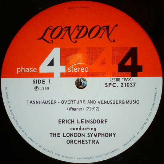 Richard Wagner / Richard Strauss, Erich Leinsdorf Conducting London Symphony Orchestra : Overture And Venusberg Music From Tannhäuser / Suite From Der Rosenkavalier (LP, Album, Gat)
