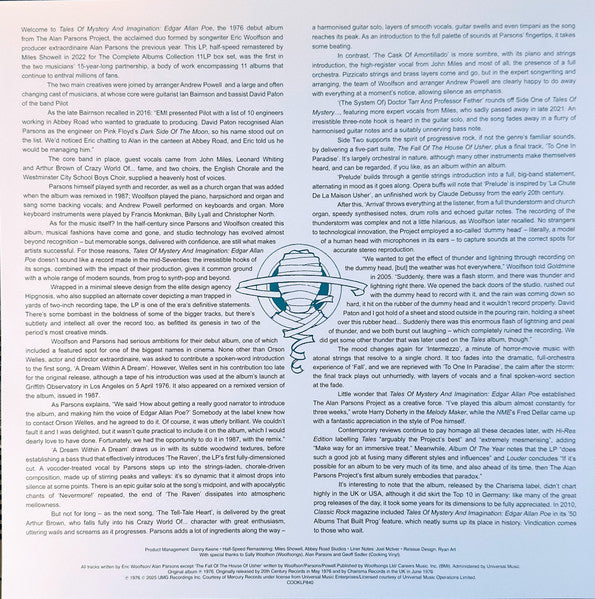 The Alan Parsons Project : Tales Of Mystery And Imagination - Edgar Allan Poe (LP, Album, Ltd, RE, Cle)