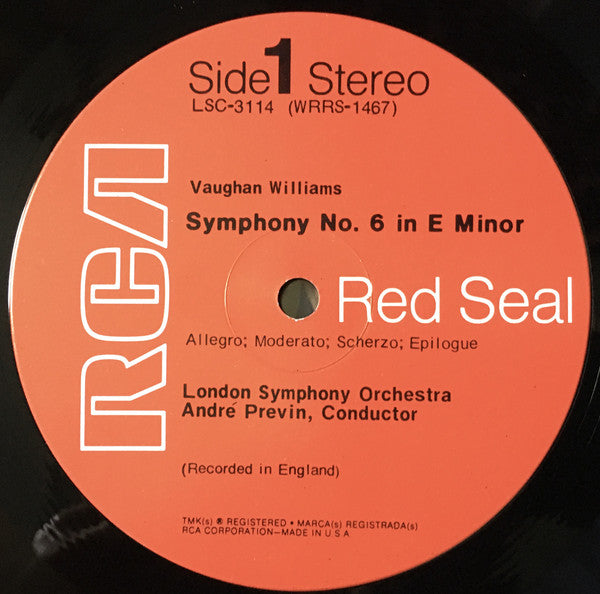 André Previn Conducts The Symphonies Of Ralph Vaughan Williams, London Symphony Orchestra : No 6 In E Minor / Symphony 8 In D Minor (LP, RE, Ind)