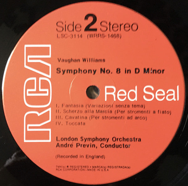 André Previn Conducts The Symphonies Of Ralph Vaughan Williams, London Symphony Orchestra : No 6 In E Minor / Symphony 8 In D Minor (LP, RE, Ind)