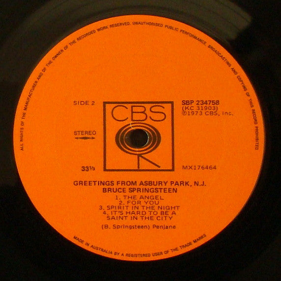 Bruce Springsteen : Greetings From Asbury Park, N.J. (LP, Album)