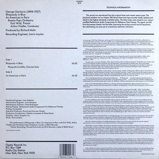 George Gershwin - Boston Pops Orchestra, Arthur Fiedler, Earl Wild : An American In Paris / Rhapsody In Blue (LP, Album, RE, Bar)