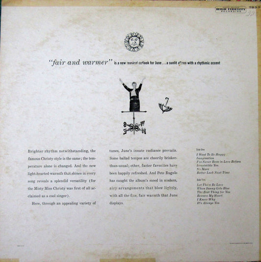 June Christy : Fair And Warmer! (LP, Album, Mono, Scr)