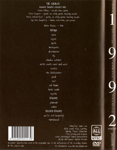 The Church : Enmore Theatre 1992 Concert (DVD-V, NTSC, All)
