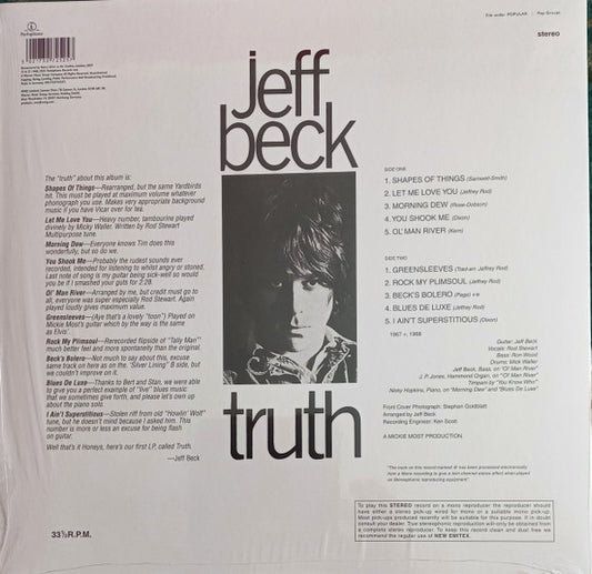 Jeff Beck : Truth (LP, Album, Ltd, RE, RM, Ora)