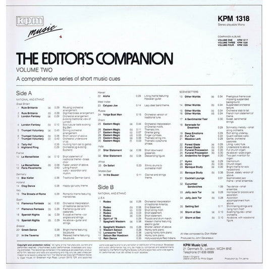 Dick Walter : The Editor's Companion (Volume Two) (LP)