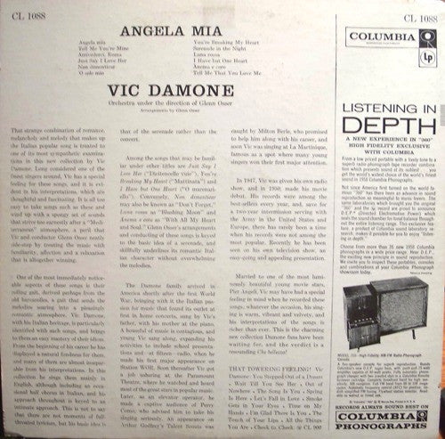 Vic Damone : Angela Mia (LP, Album, Mono)