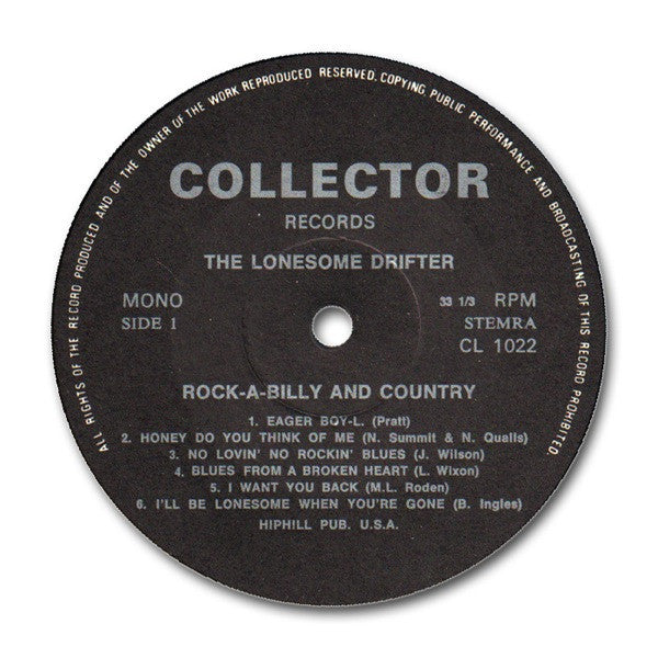 The Lonesome Drifter : Rock-A-Billy And Country (LP, Comp, Mono)