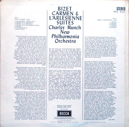 New Philharmonia Orchestra, Charles Munch, Georges Bizet : Carmen & L'Arlésienne Suites (LP, Comp)