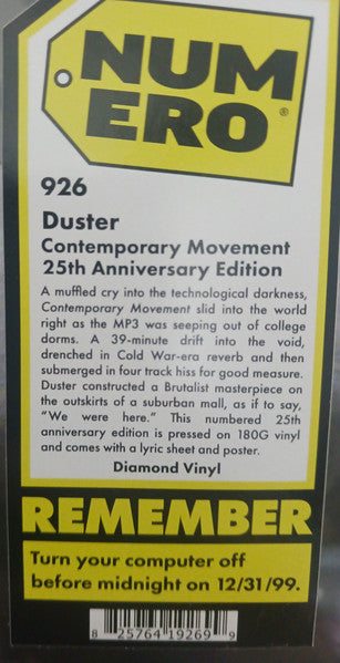 Duster (2) : Contemporary Movement (LP, Album, Num, RE, Dia)