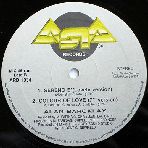 Alan Barcklay : Colour Of Love (12")