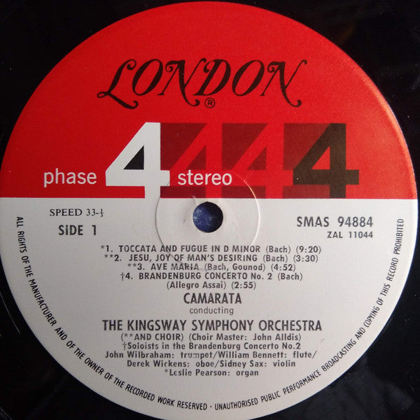 Johann Sebastian Bach - Tutti Camarata Conducting The Kingsway Symphony Orchestra And The Kingsway Chorus : Bach Spectacular (In Glorious Phase 4 Stereo) (LP, Album)
