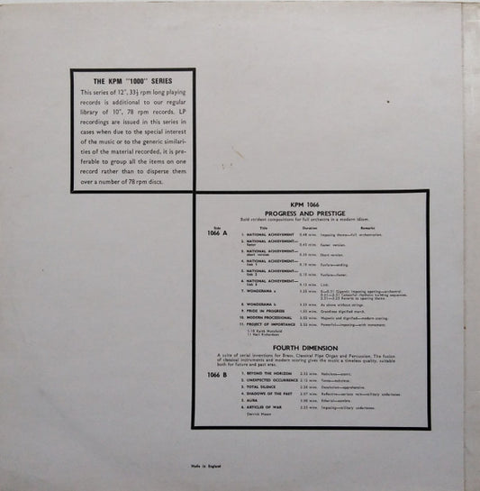 Keith Mansfield / Neil Richardson / Derrick Mason : Progress And Prestige / Fourth Dimension (LP)