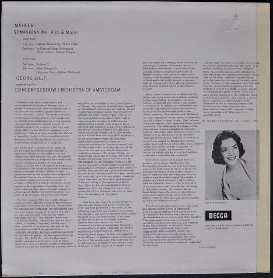 Gustav Mahler / Concertgebouworkest, Georg Solti : Symphonie No. 4 in G Major (LP, Nar)