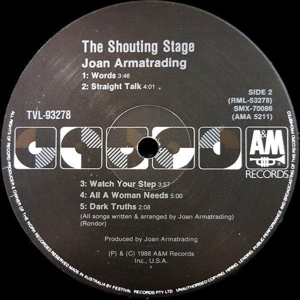 Joan Armatrading : The Shouting Stage (LP, Album)