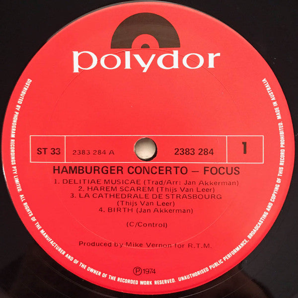 Focus (2) : Hamburger Concerto (LP, Album, Gat)