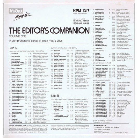 Dick Walter / John Devereaux : The Editor's Companion 1 (LP)