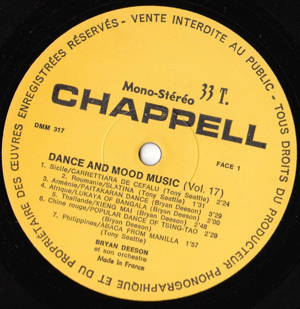 Bryan Deeson Et Son Orchestre : Dance And Mood Music Vol. 17 (LP, Album, Mono)