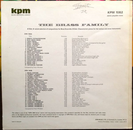 Pete Winslow : The Brass Family (LP, Album, Mono)