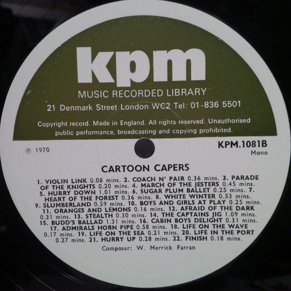 William Merrick Farran : Cartoon Capers - Typical Cartoon And Animation Set (LP, Album, Mono)