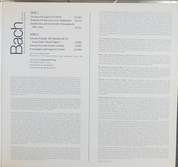 Leopold Stokowski Conducting The Czech Philharmonic Orchestra : Bach Transcriptions (LP, Album)