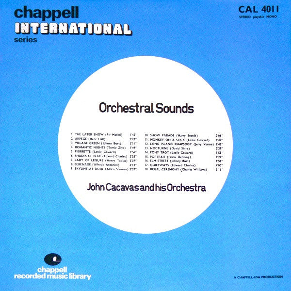 John Cacavas And His Orchestra : Orchestral Sounds (LP)