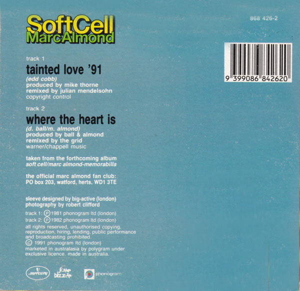 Soft Cell, Marc Almond : Tainted Love '91 (CD, Single, Car)
