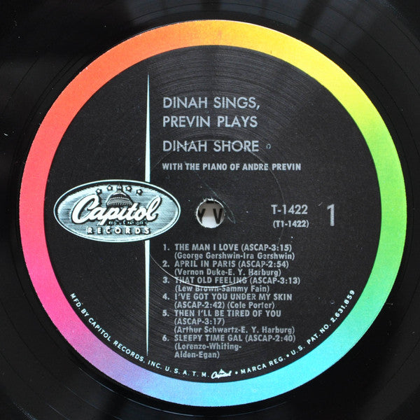 Dinah Shore & The André Previn Trio : Dinah Sings, Previn Plays (LP, Mono)