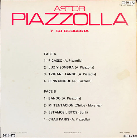 Astor Piazzolla, Su Bandoneon y Sus Cuerdas : Tangos (LP, Album, RE)