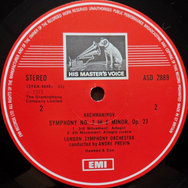 André Previn Conducts London Symphony Orchestra / Sergei Vasilyevich Rachmaninoff : 2nd Symphony (Complete Version) (LP, RE)