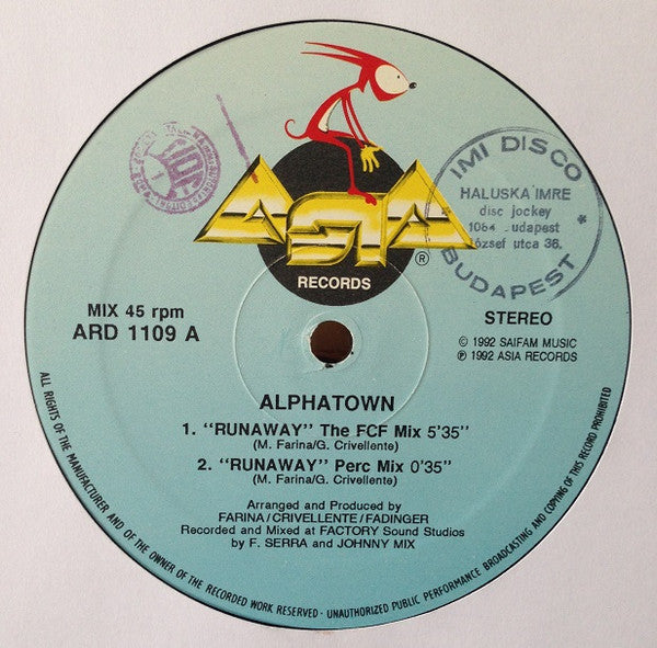 Alpha Town : Runaway (12")