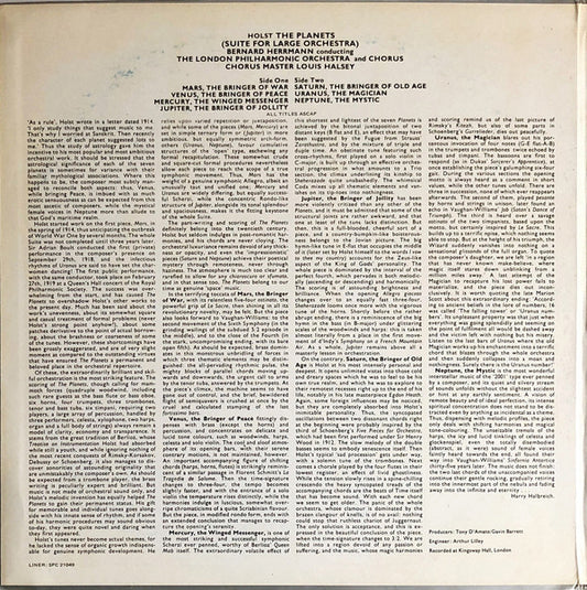 Gustav Holst - Bernard Herrmann, London Philharmonic Orchestra : The Planets (LP, Album, Gat)