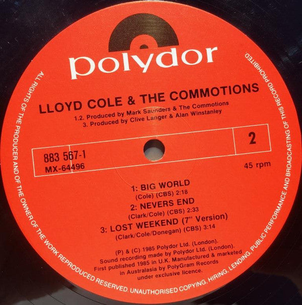 Lloyd Cole & The Commotions : Lost Weekend (Extended Version) (12", Single)