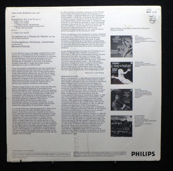 Brahms*, Concertgebouw-Orchester, Amsterdam*, Bernard Haitink : Sinfonie Nr.2 · Variationen Über Ein Thema Von Haydn Op. 56a (LP, RE)
