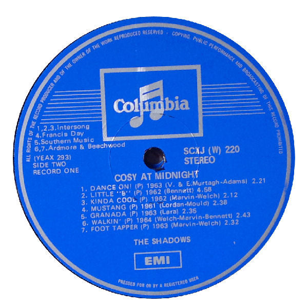 The Shadows : Cosy At Midnight (2xLP, Comp)