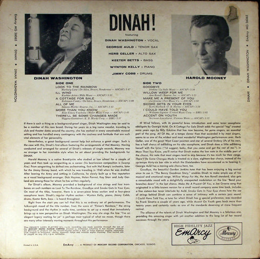 Dinah Washington : Dinah! (LP, Album, Mono, RE)