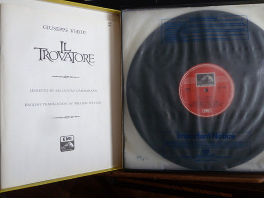 Giuseppe Verdi, Maria Callas, Giuseppe Di Stefano, Rolando Panerai, Fedora Barbieri, Orchestra Del Teatro Alla Scala And Coro Del Teatro Alla Scala, Norberto Mola, Herbert Von Karajan : Il Trovatore (3xLP, Album, RE, RM + Box)