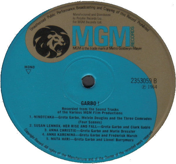 Greta Garbo : Garbo! (LP, Comp, Mono, RE)