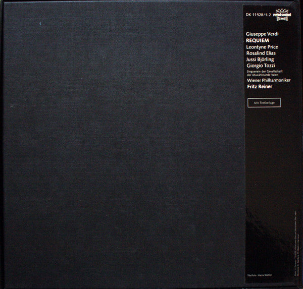 Giuseppe Verdi - Leontyne Price, Rosalind Elias, Jussi Björling, Giorgio Tozzi, Wiener Philharmoniker, Fritz Reiner : Requiem (2xLP + Box)