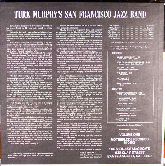 Turk Murphy's Jazz Band : Turk Murphy's Jazz Band Volume 1 (LP, Album)
