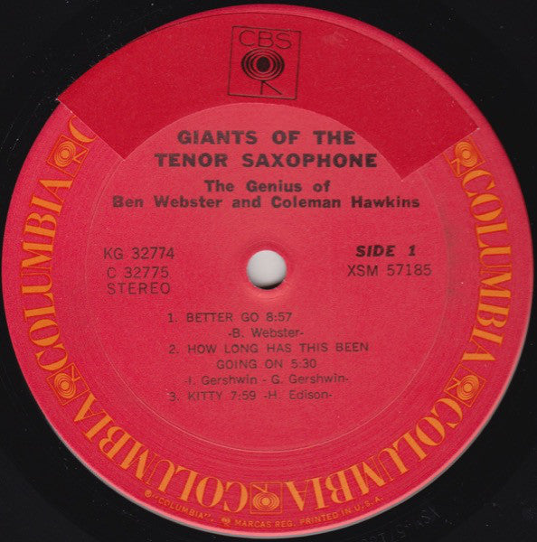 Ben Webster & Harry Edison / Coleman Hawkins & Clark Terry : Giants Of The Tenor Saxophone / The Genius Of Ben Webster And Coleman Hawkins (2xLP, Comp)