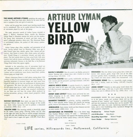 Arthur Lyman : Yellow Bird (LP, Album)