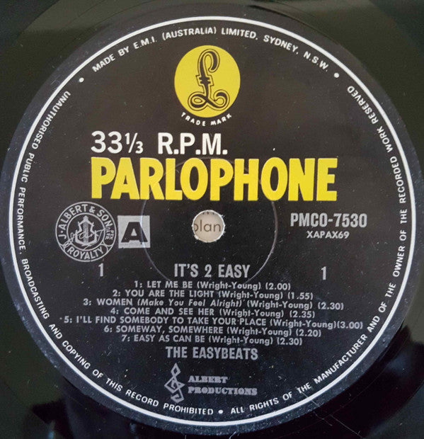 The Easybeats : It's 2 Easy (LP, Album, Mono)