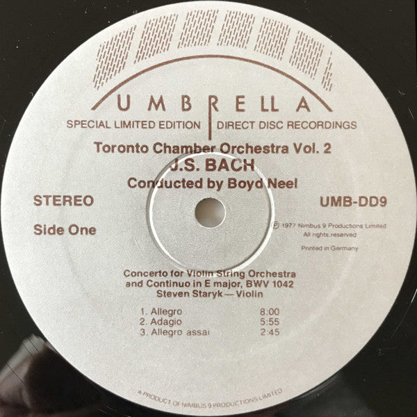 Johann Sebastian Bach - Steven Staryk, Toronto Chamber Orchestra, Boyd Neel : Toronto Chamber Orchestra - Volume 2 (LP, Album, Ltd, Num, S/Edition)