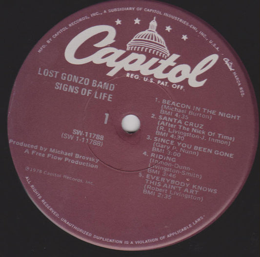 The Lost Gonzo Band : Signs Of Life (LP, Album, Jac)