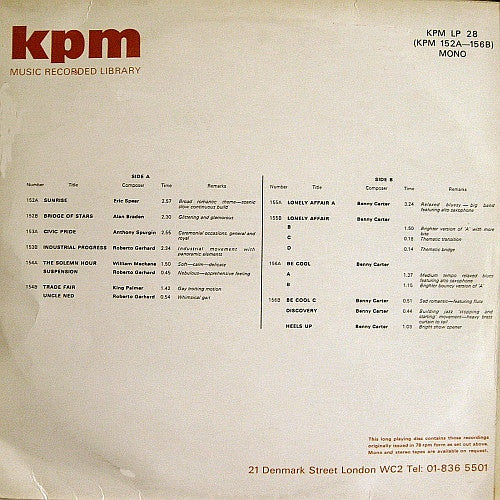 Various : KPM 152A-156B (LP)